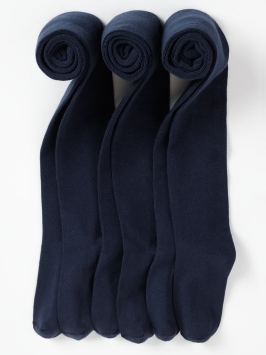 3 Pack Navy Kids School Tights - Plain