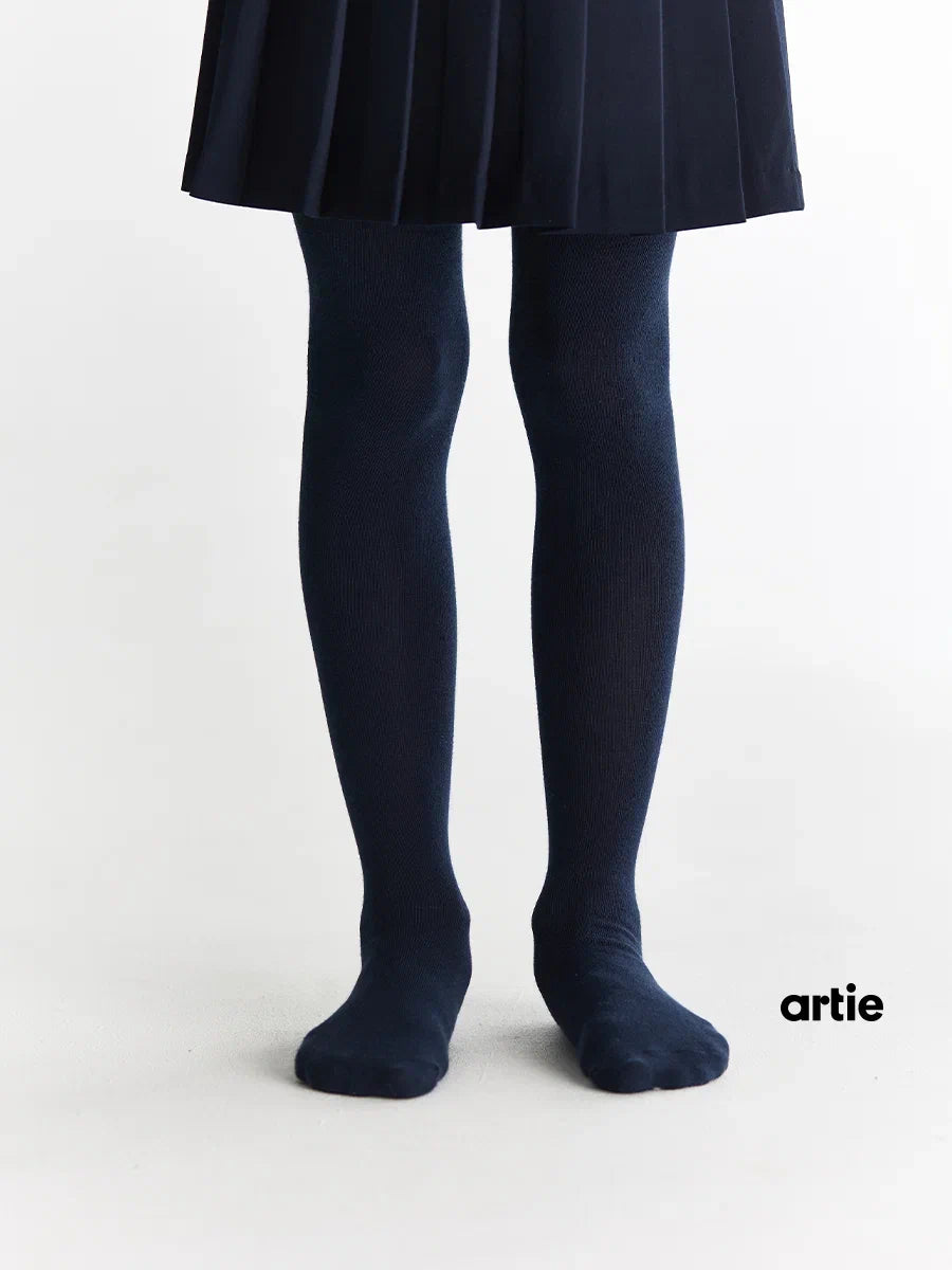 3 Pack Navy Kids School Tights - Plain