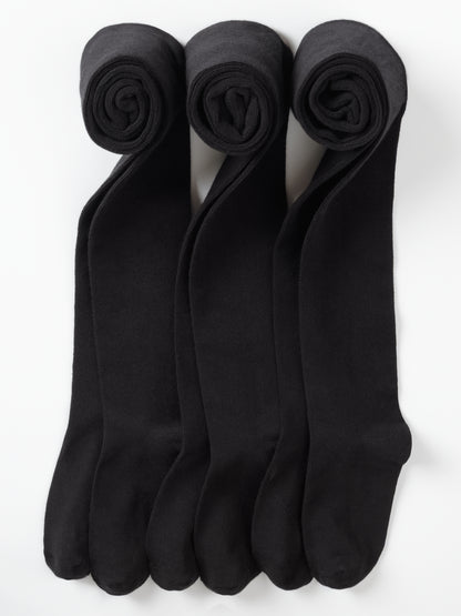 3 Pack Black Kids School Tights - Plain
