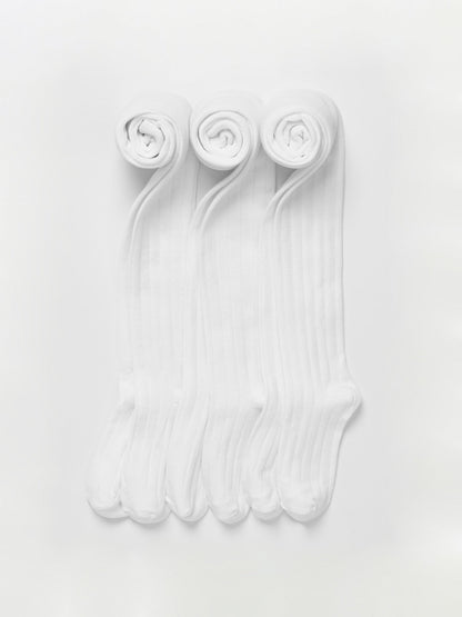 kids tights white ribbed