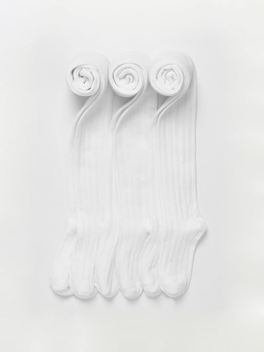 kids tights white ribbed