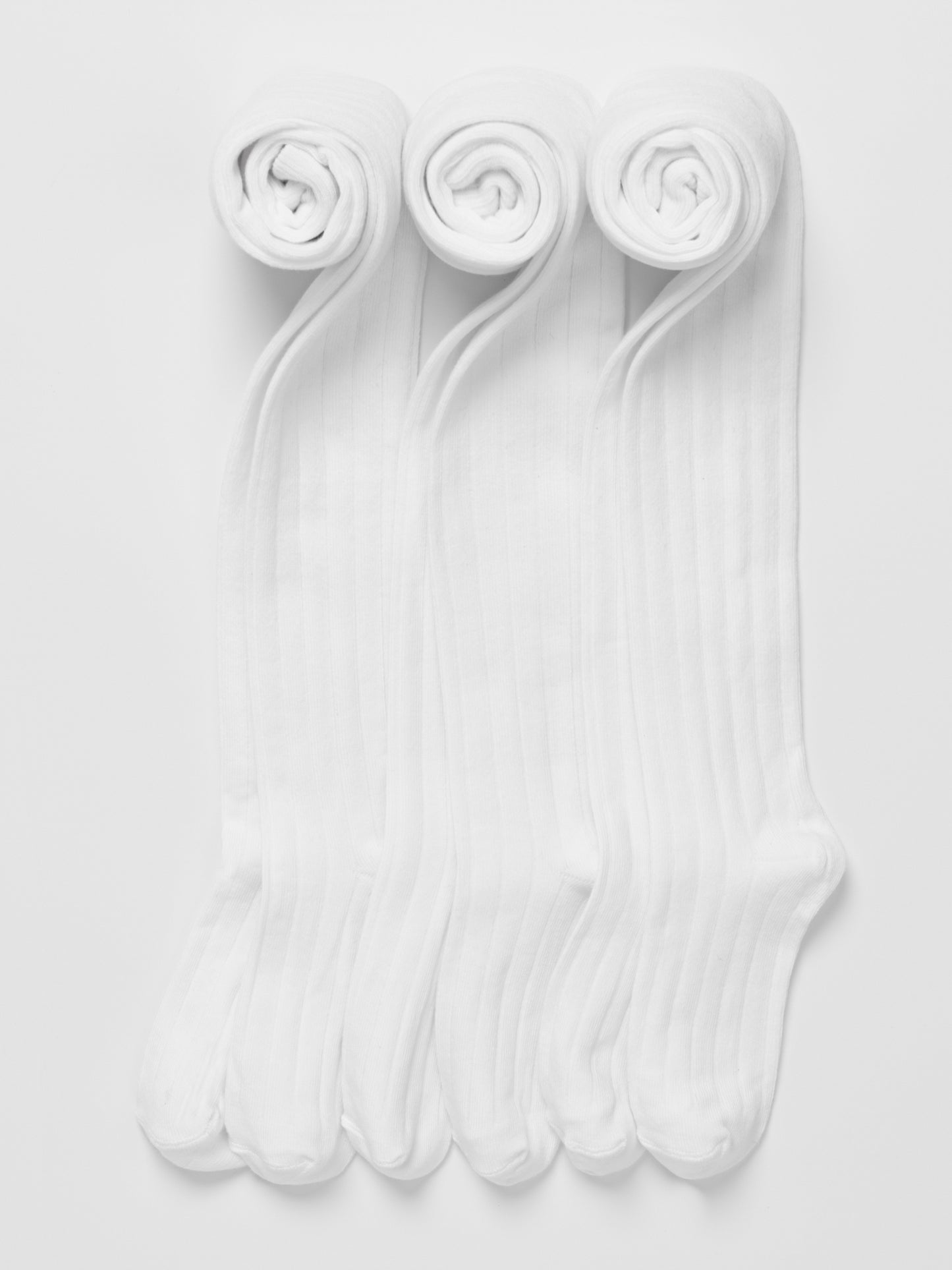 3 Pack White Kids School Tights - Ribbed