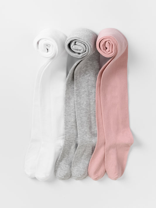 3-Pack Plain Multicolor School Tights for Kids