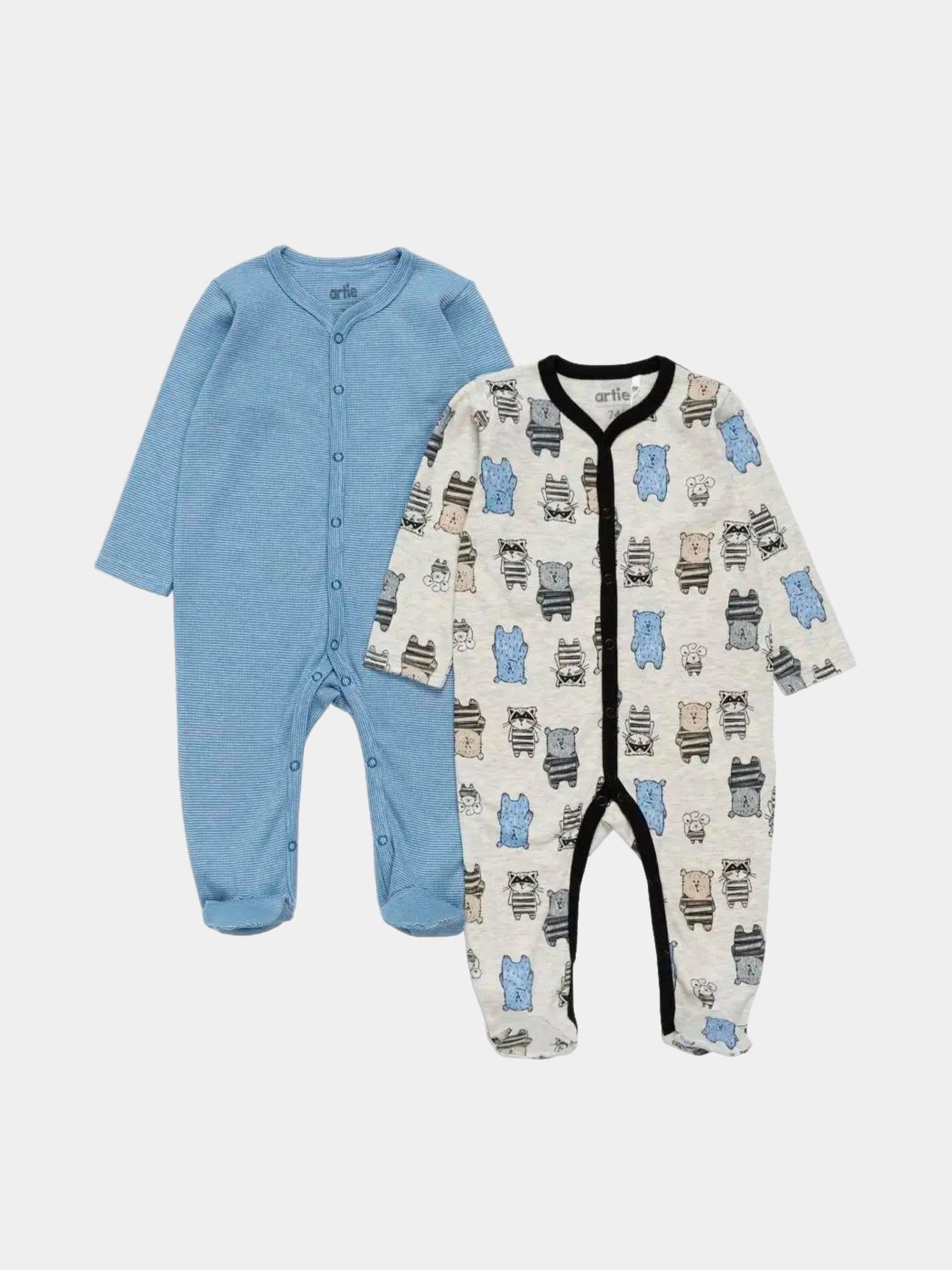 Baby Boy Cotton Sleepsuits - Pack of 2 - Artie Kids UK