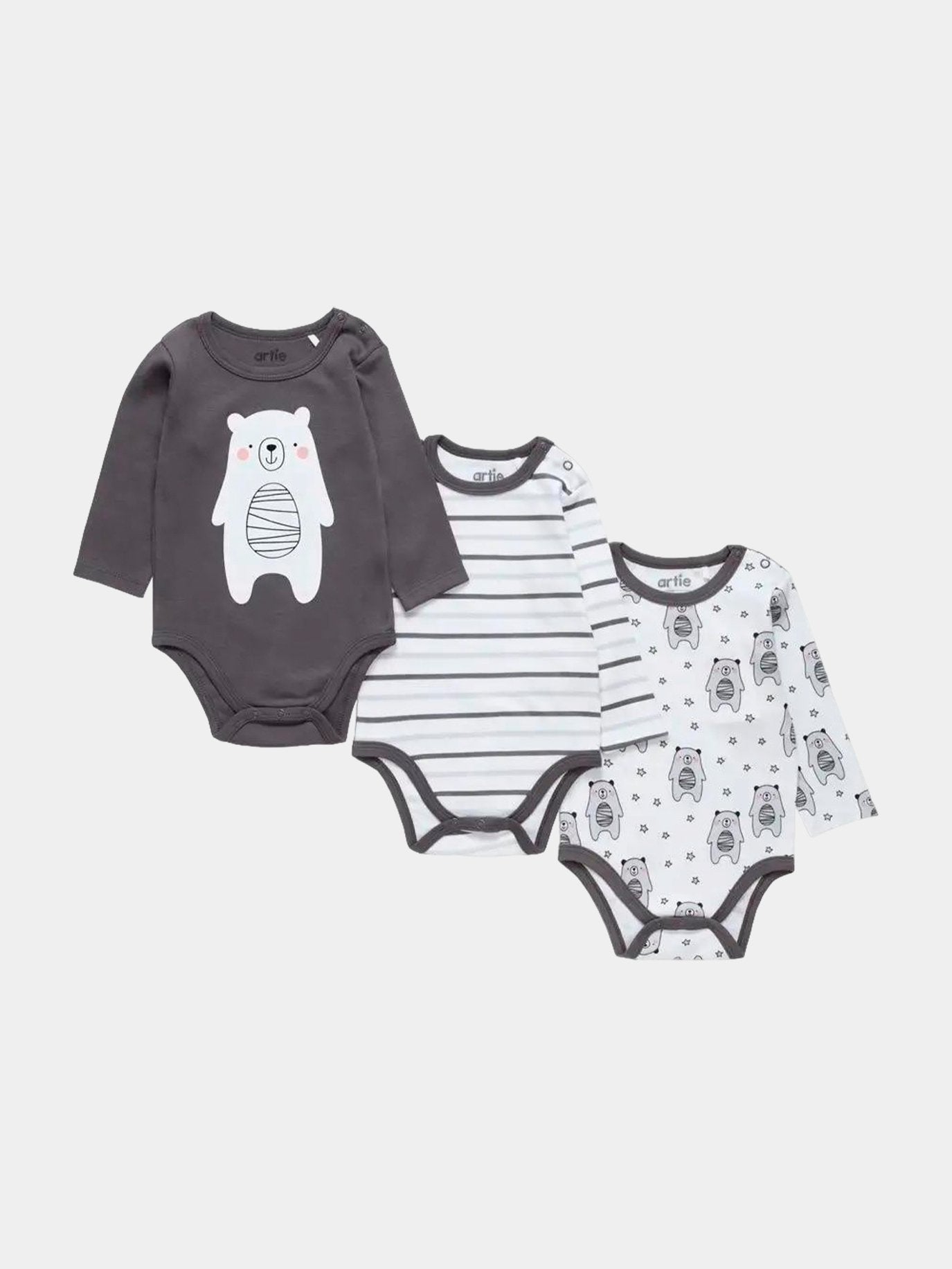 Baby Boy Long Sleeve Bodysuits - Pack of 3 - Artie Kids UK