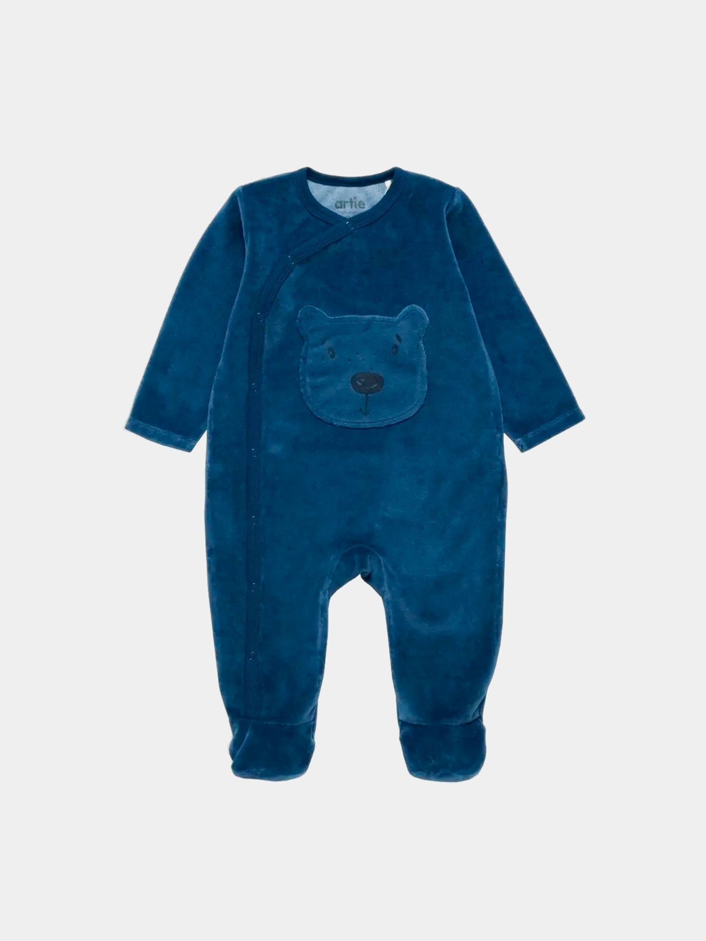 Baby Boy Navy Velvet Sleepsuit - Artie Kids UK