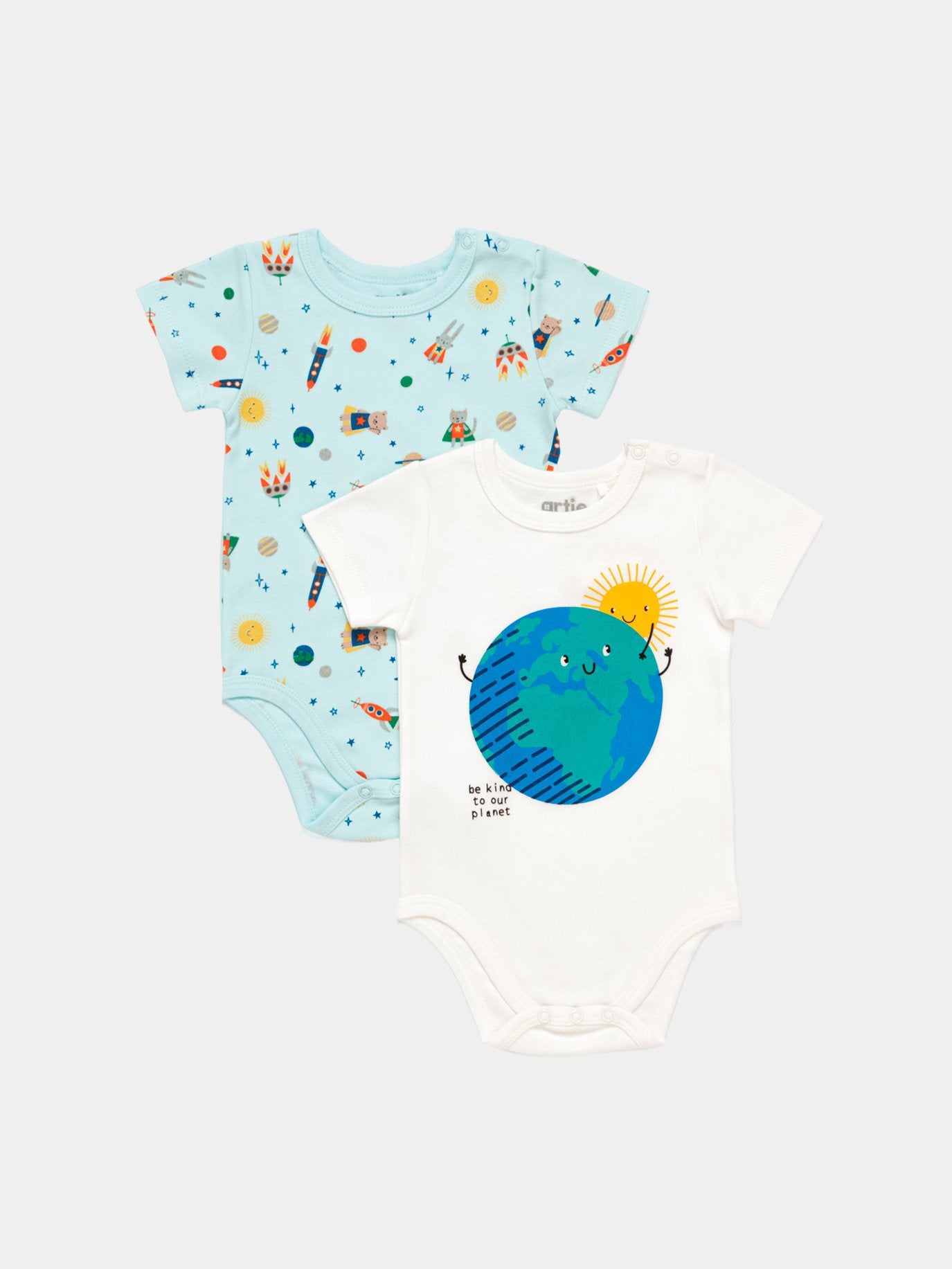 Baby Boy Short Sleeve Bodysuits - Pack of 2 - Artie Kids UK