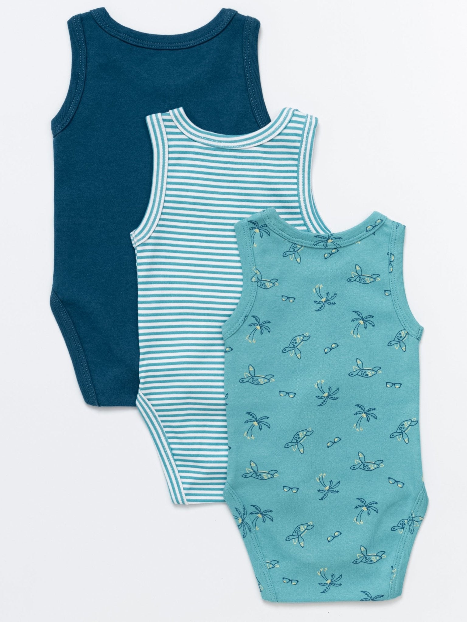 Baby Boy Sleeveless Cotton Bodysuits - Pack of 3 - Artie Kids UK