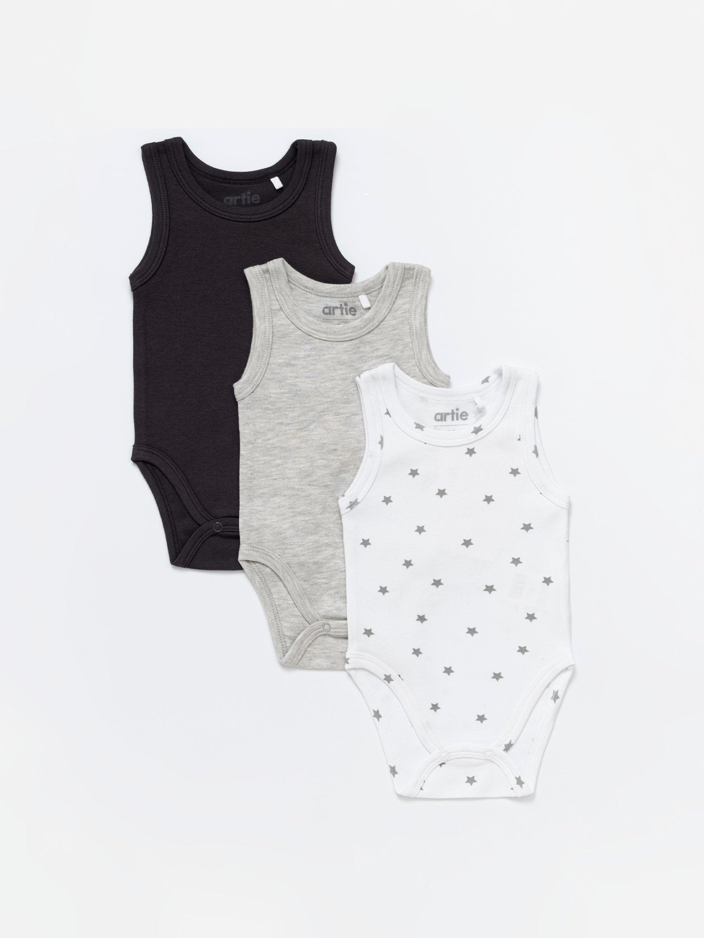 Baby Boy Sleeveless Cotton Bodysuits - Pack of 3 - Artie Kids UK