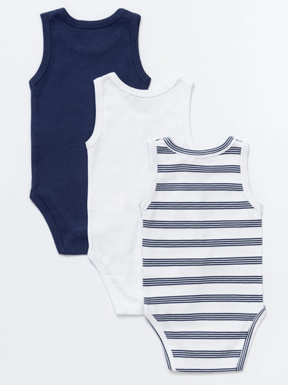 Baby Boy Sleeveless Cotton Bodysuits - Pack of 3 - Artie Kids UK