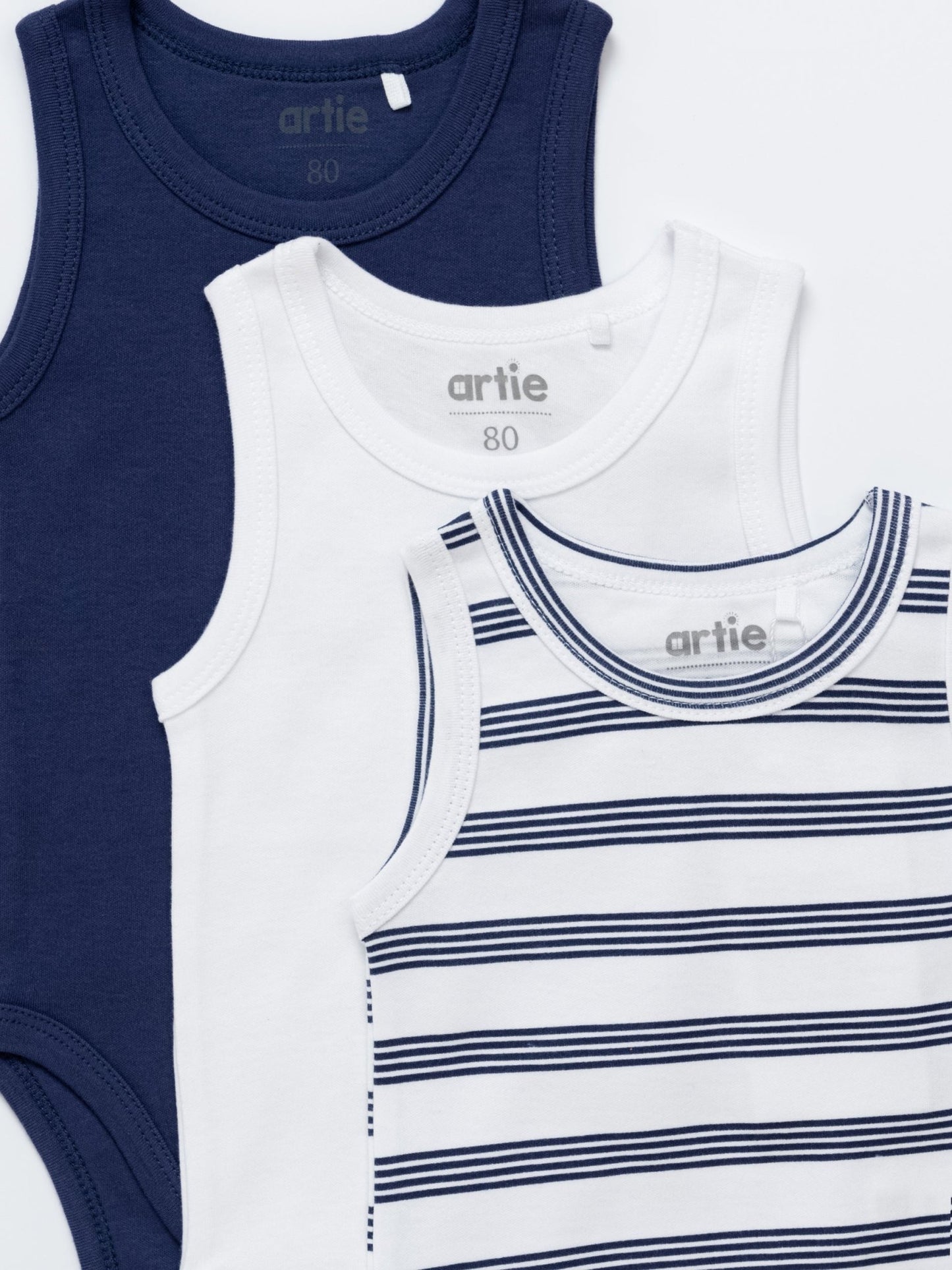 Baby Boy Sleeveless Cotton Bodysuits - Pack of 3 - Artie Kids UK