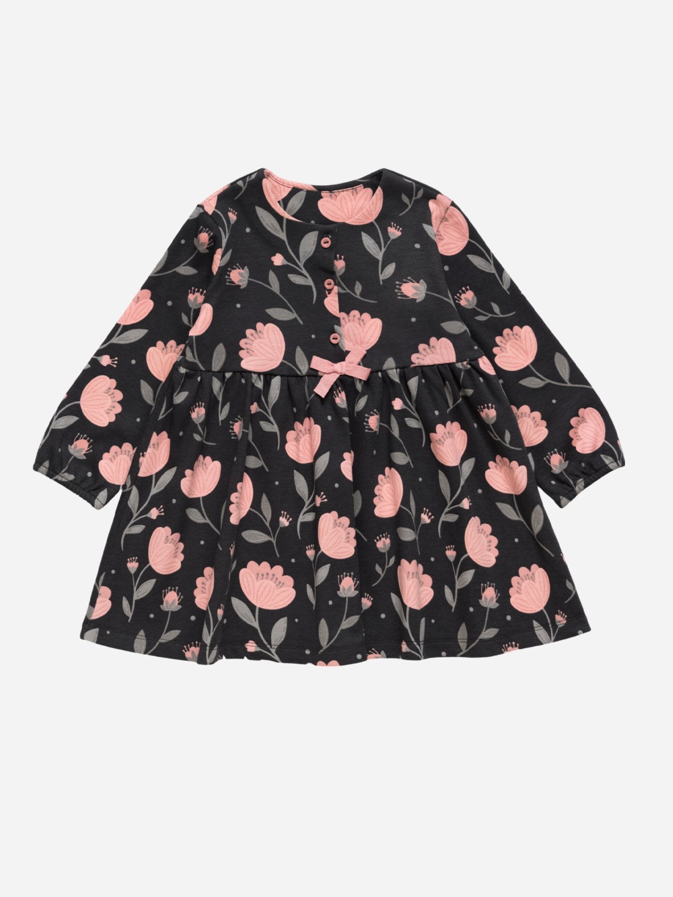 Baby Girl Black Floral Long Sleeve Summer Dress - Artie Kids UK