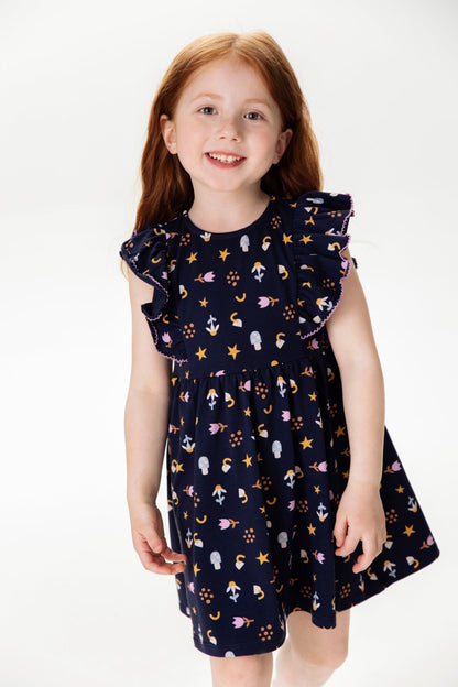 Baby Girl Black Frill Sleeve Dress - Artie Kids UK