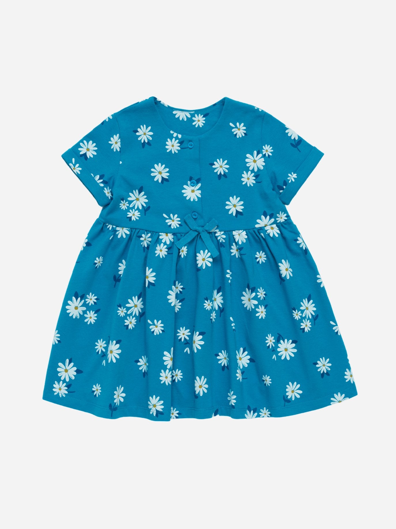 Baby Girl Blue Floral Short Sleeve Summer Dress - Artie Kids UK