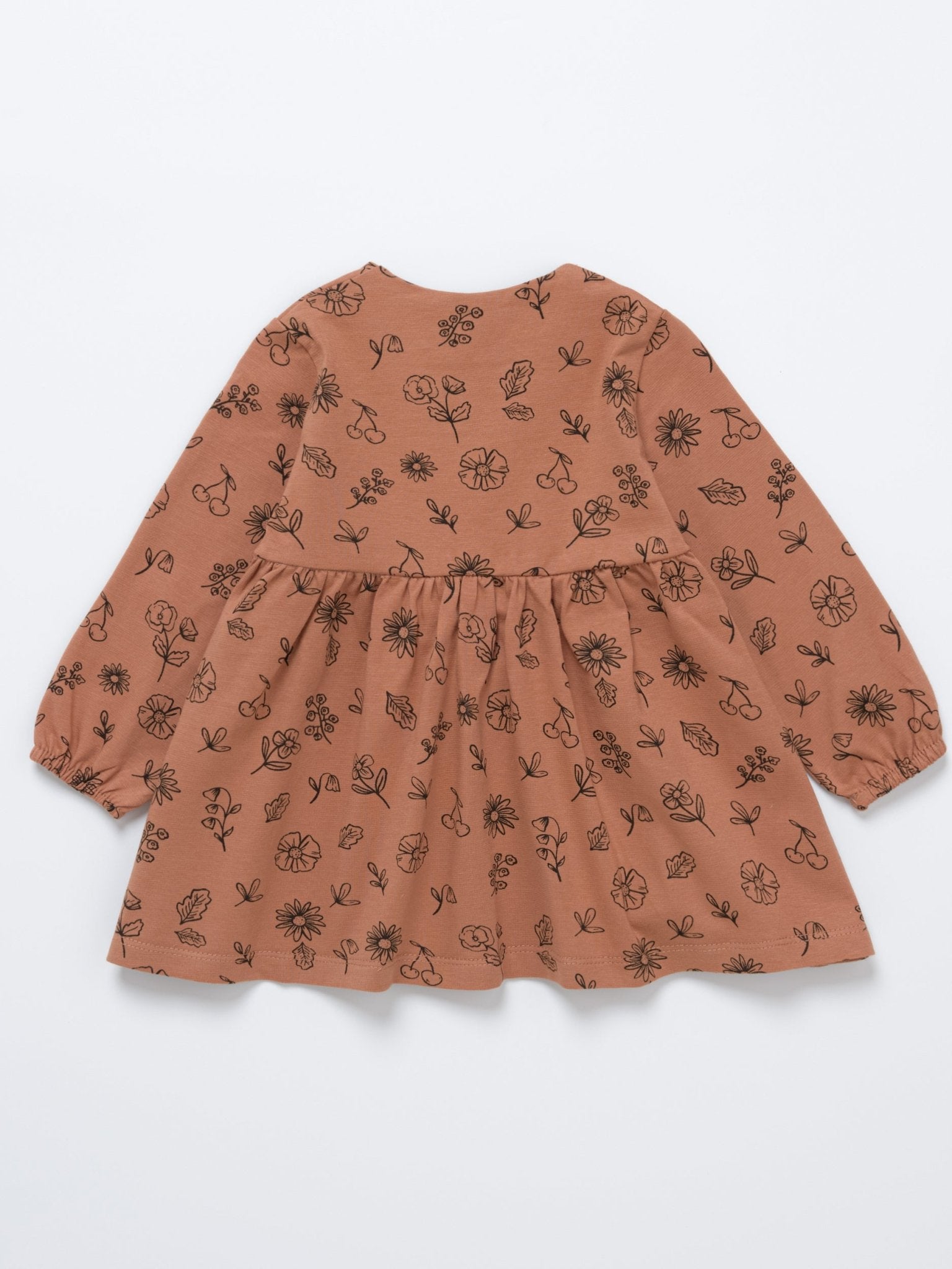 Baby Girl Brown Floral Long Sleeve Summer Dress - Artie Kids UK