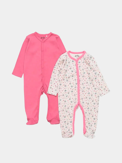 Baby Girl Cotton Sleepsuits - Pack of 2 - Artie Kids UK