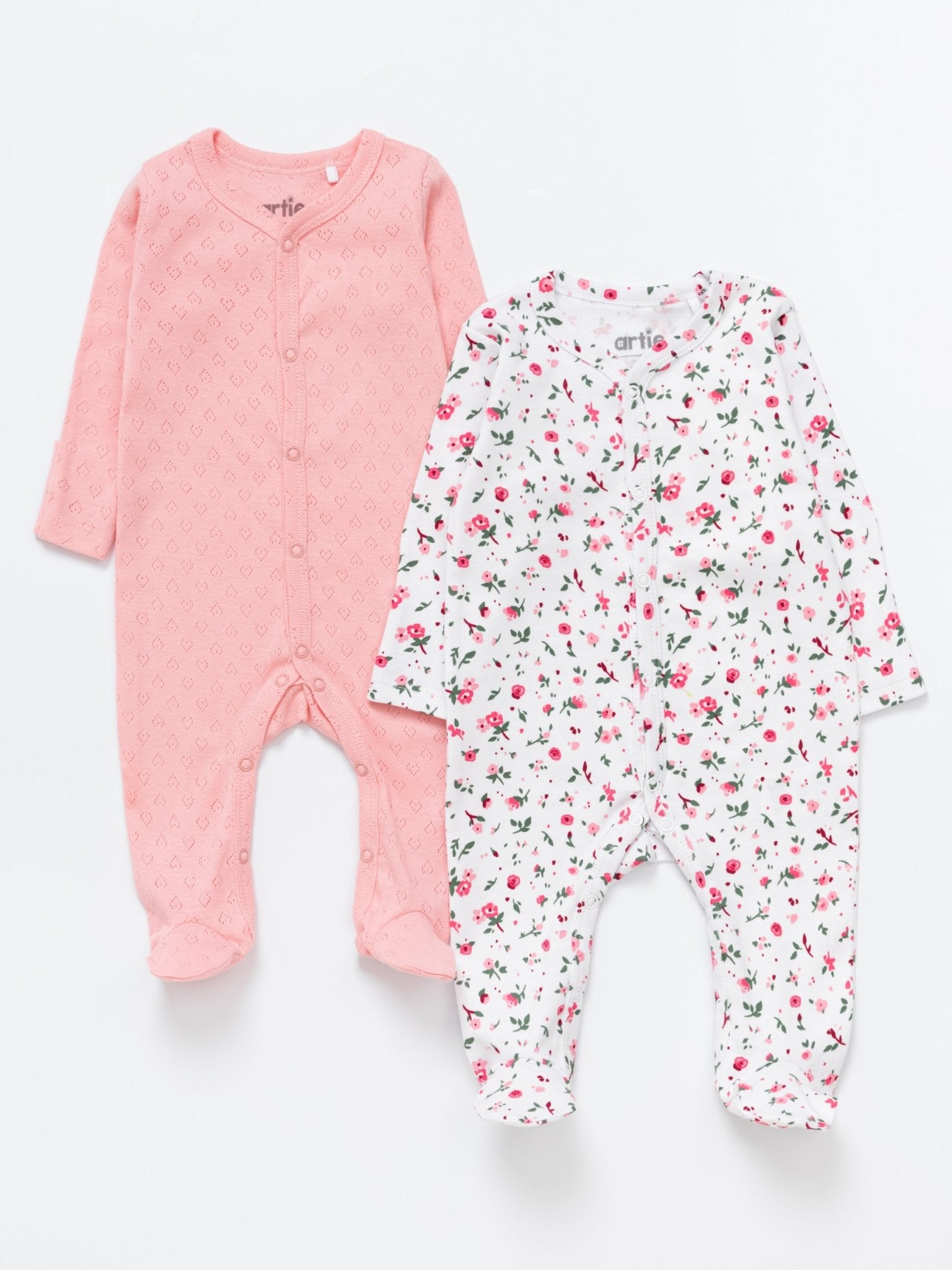 Baby Girl Cotton Sleepsuits - Pack of 2 - Artie Kids UK