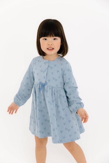 Baby Girl Light Blue Floral Long Sleeve Summer Dress - Artie Kids UK