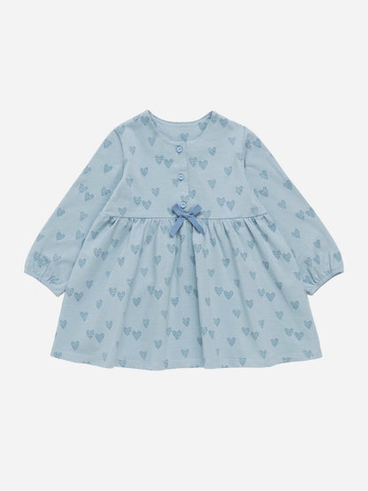 Baby Girl Light Blue Floral Long Sleeve Summer Dress - Artie Kids UK