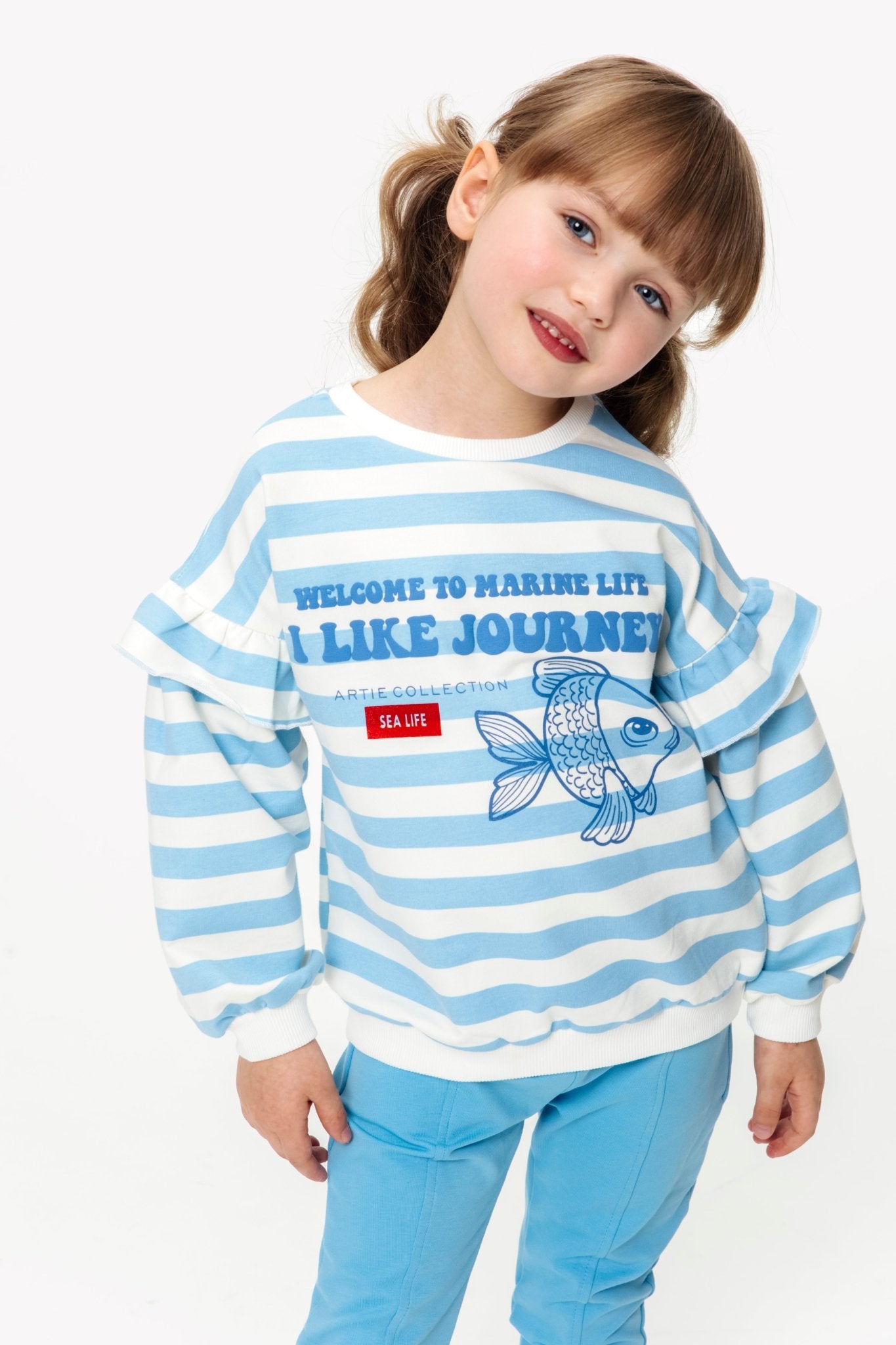 Baby Girl Light Blue Frill Sweatshirt - Artie Kids UK