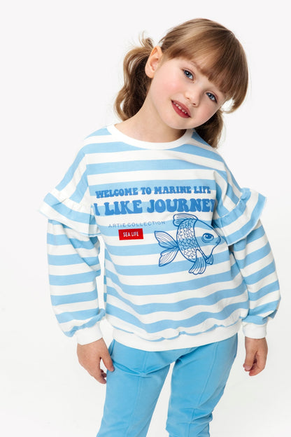 Baby Girl Light Blue Frill Sweatshirt - Artie Kids UK