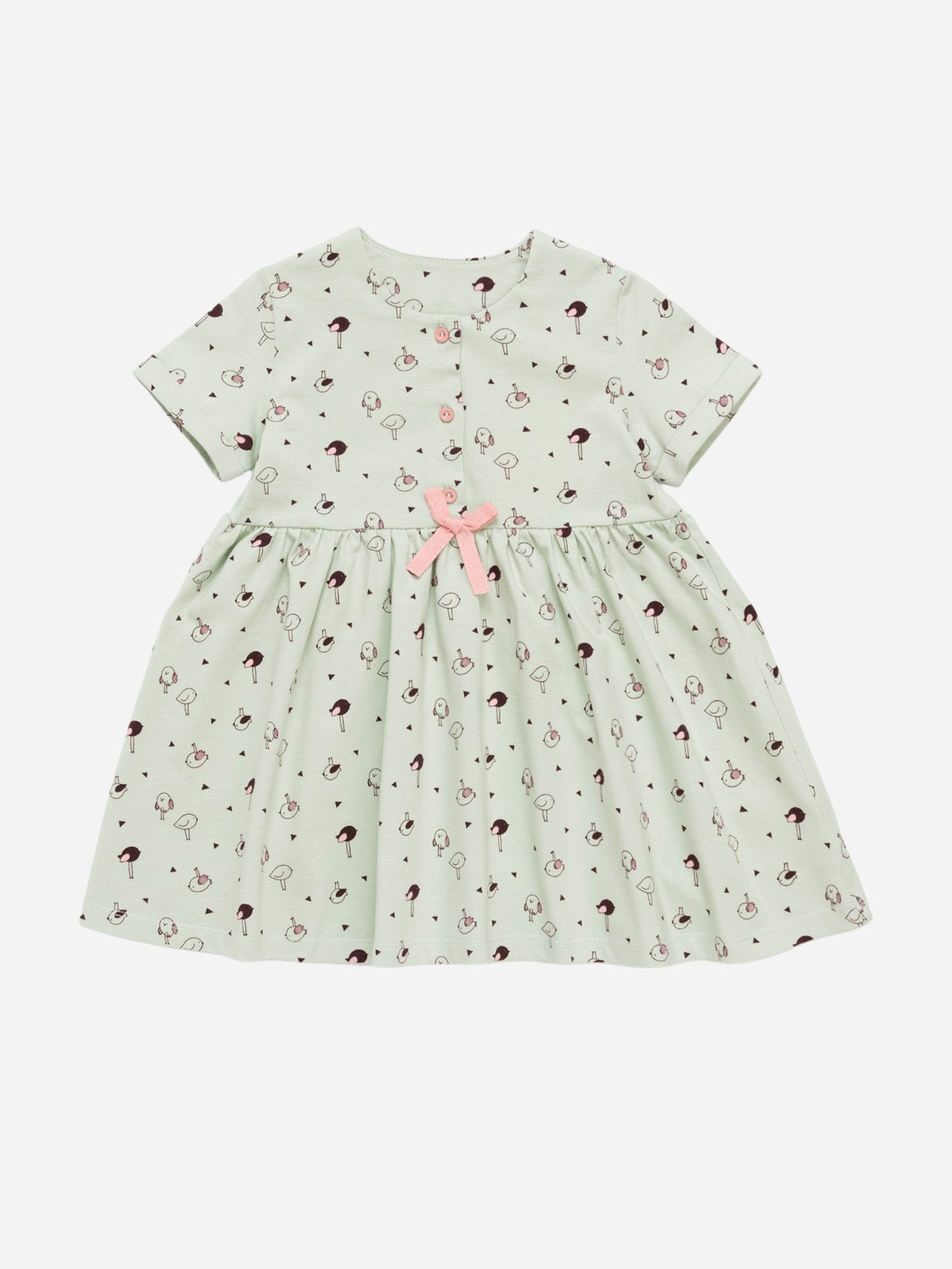 Baby Girl Light Green Short Sleeve Summer Dress - Artie Kids UK