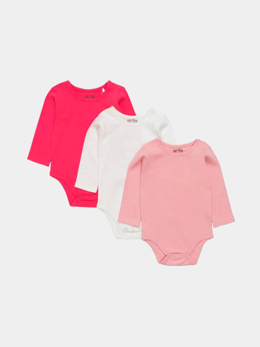 Baby Girl Long Sleeve Bodysuits - Pack of 3 - Artie Kids UK