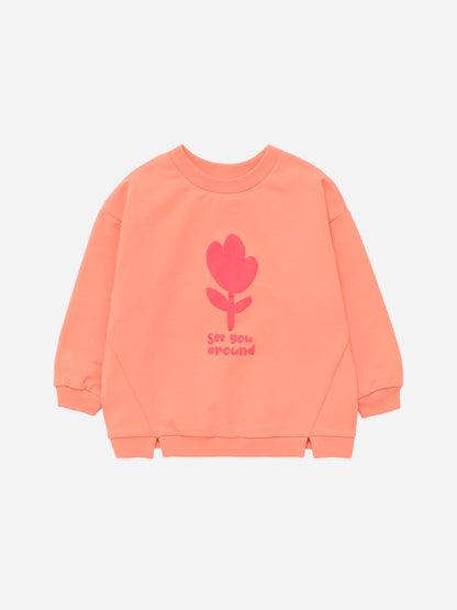 Baby Girl Peach Flower Printed Sweatshirt - Artie Kids UK