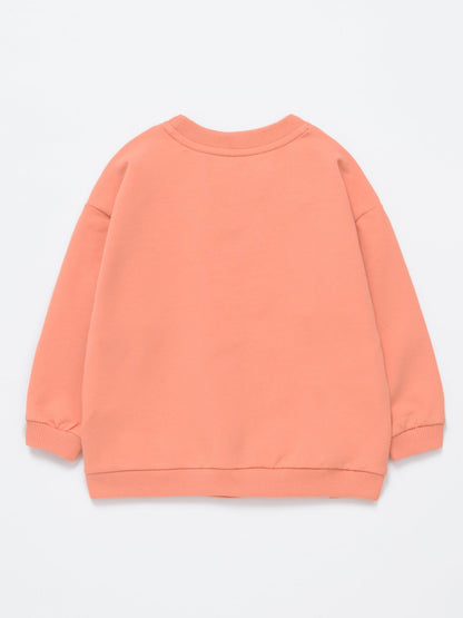 Baby Girl Peach Flower Printed Sweatshirt - Artie Kids UK