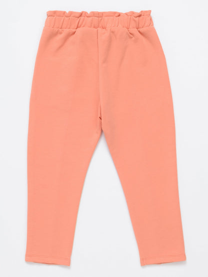 Baby Girl Peach Flower Printed Trousers - Artie Kids UK