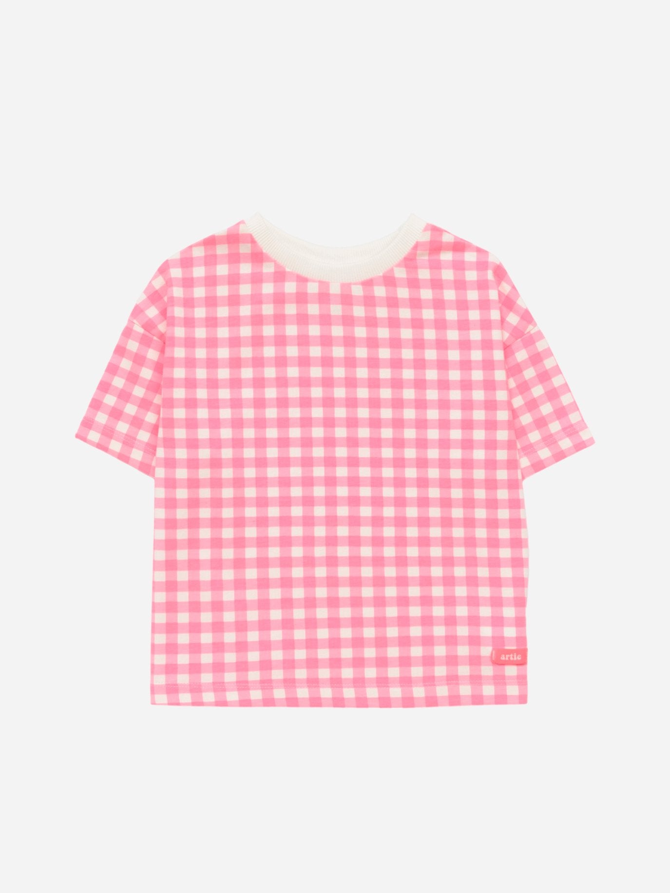 Baby Girl Pink Checkered Short Sleeve T - Shirt - Artie Kids UK