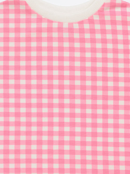 Baby Girl Pink Checkered Short Sleeve T - Shirt - Artie Kids UK