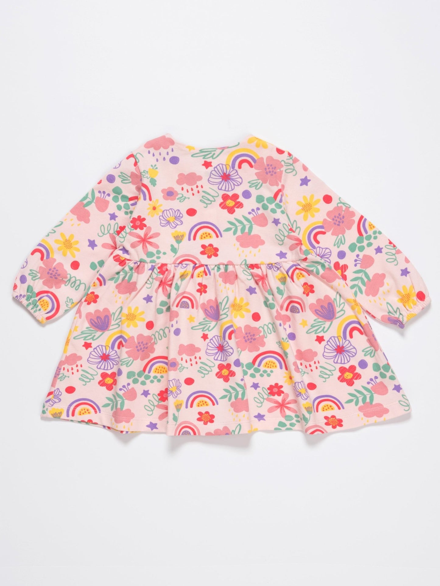 Baby Girl Pink Colorful Printed Long Sleeve Summer Dress - Artie Kids UK