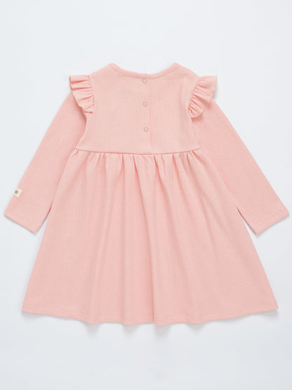 Baby Girl Ribbed Frill Long Sleeve Dress - Artie Kids UK