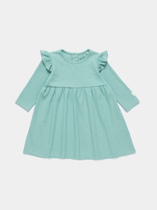 Baby Girl Ribbed Frill Long Sleeve Dress - Artie Kids UK