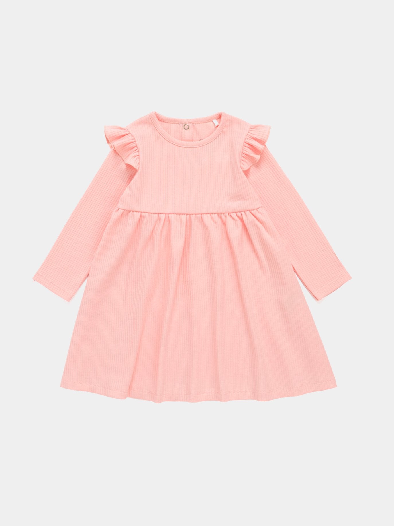 Baby Girl Ribbed Frill Long Sleeve Dress - Artie Kids UK