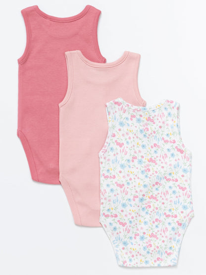 Baby Girl Sleeveless Cotton Bodysuits - Pack of 3 - Artie Kids UK