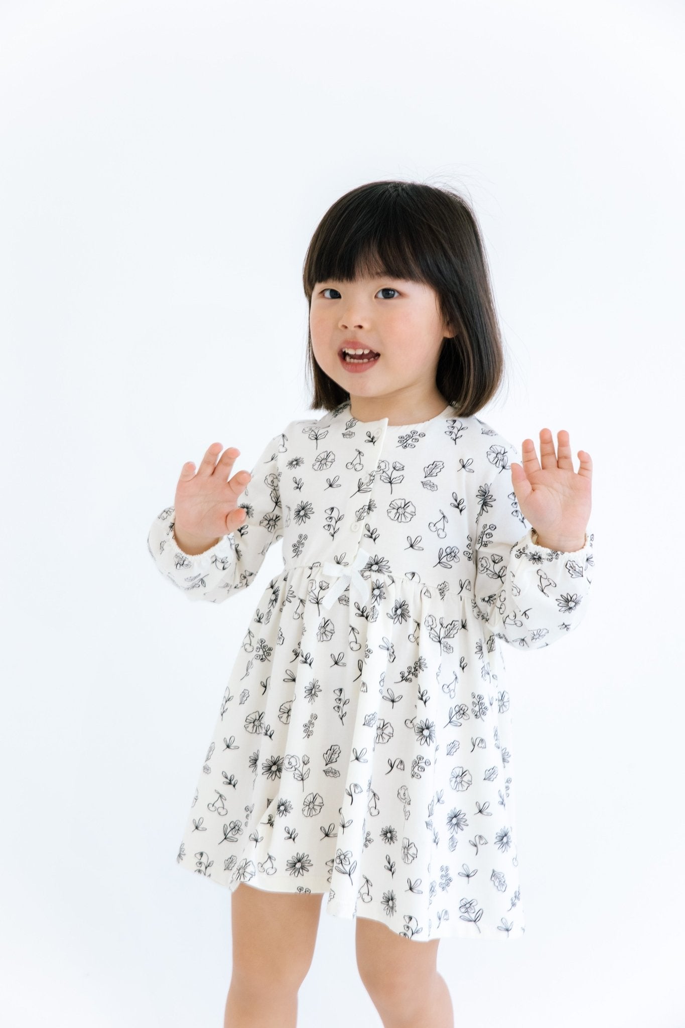 Baby Girl White Floral Long Sleeve Summer Dress - Artie Kids UK