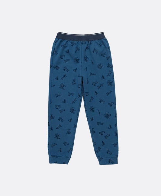 Boys Blue Printed Trousers - Artie Kids UK