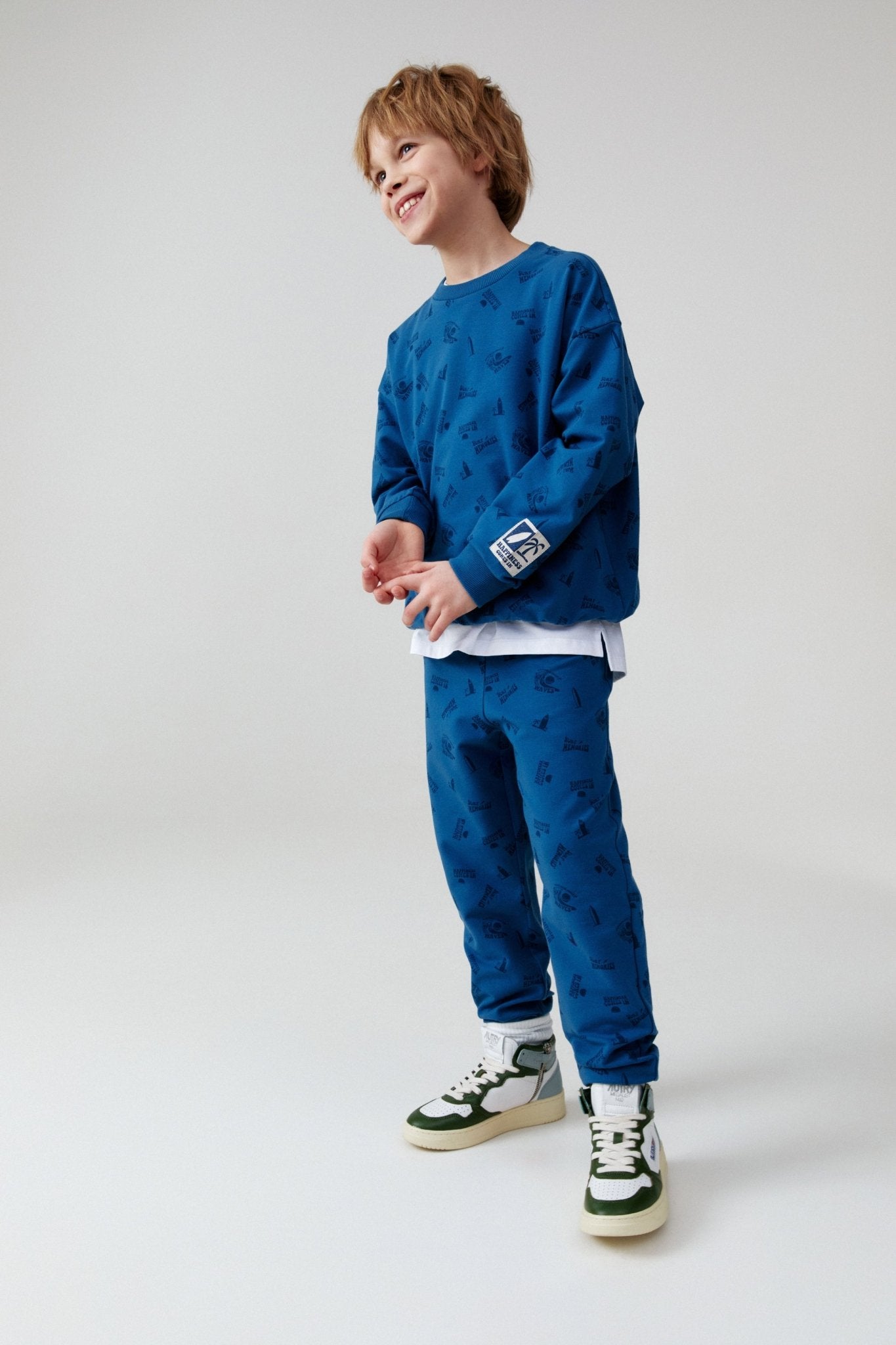 Boys Blue Printed Trousers - Artie Kids UK