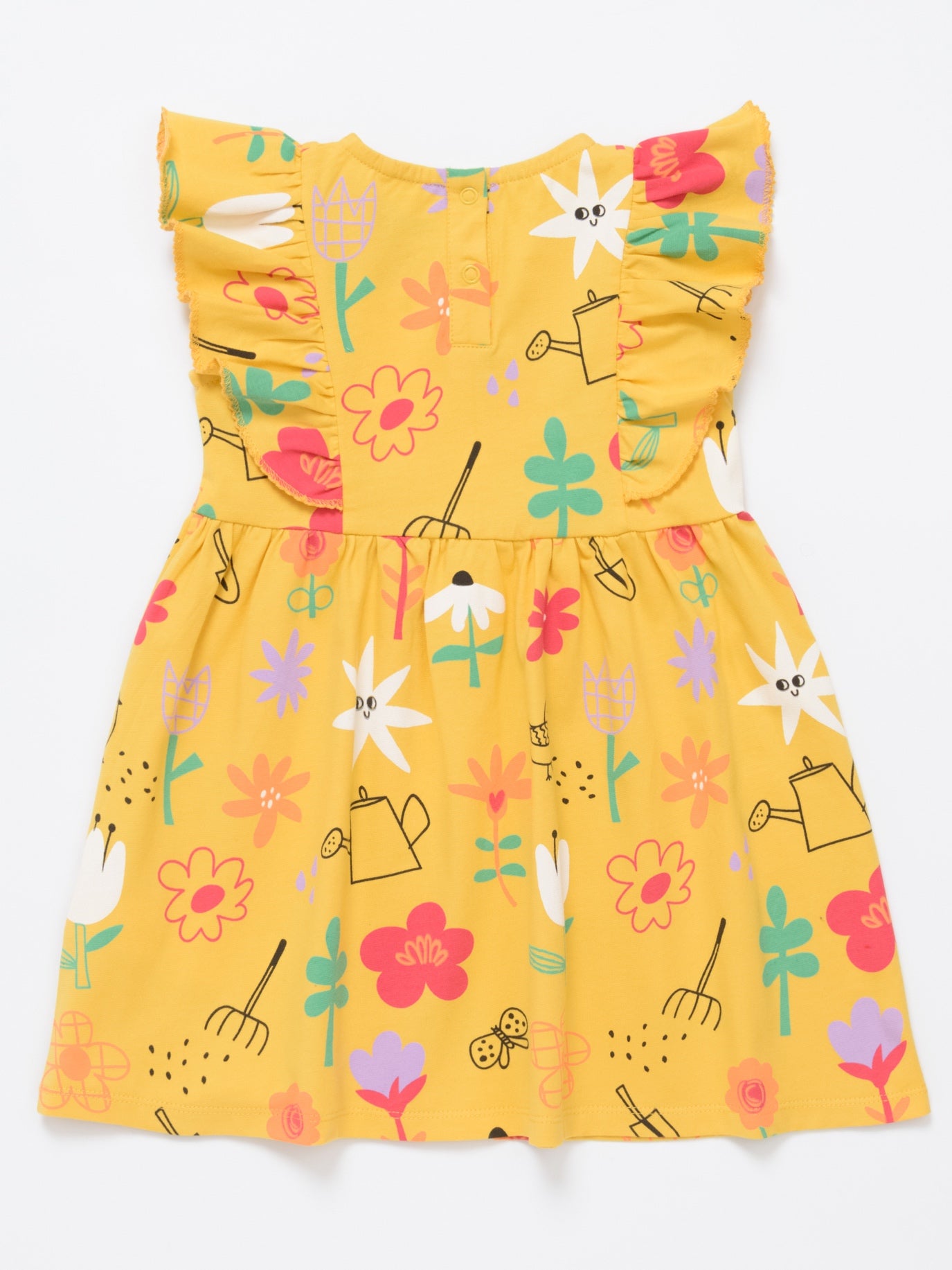 printed yellow dress for baby girl